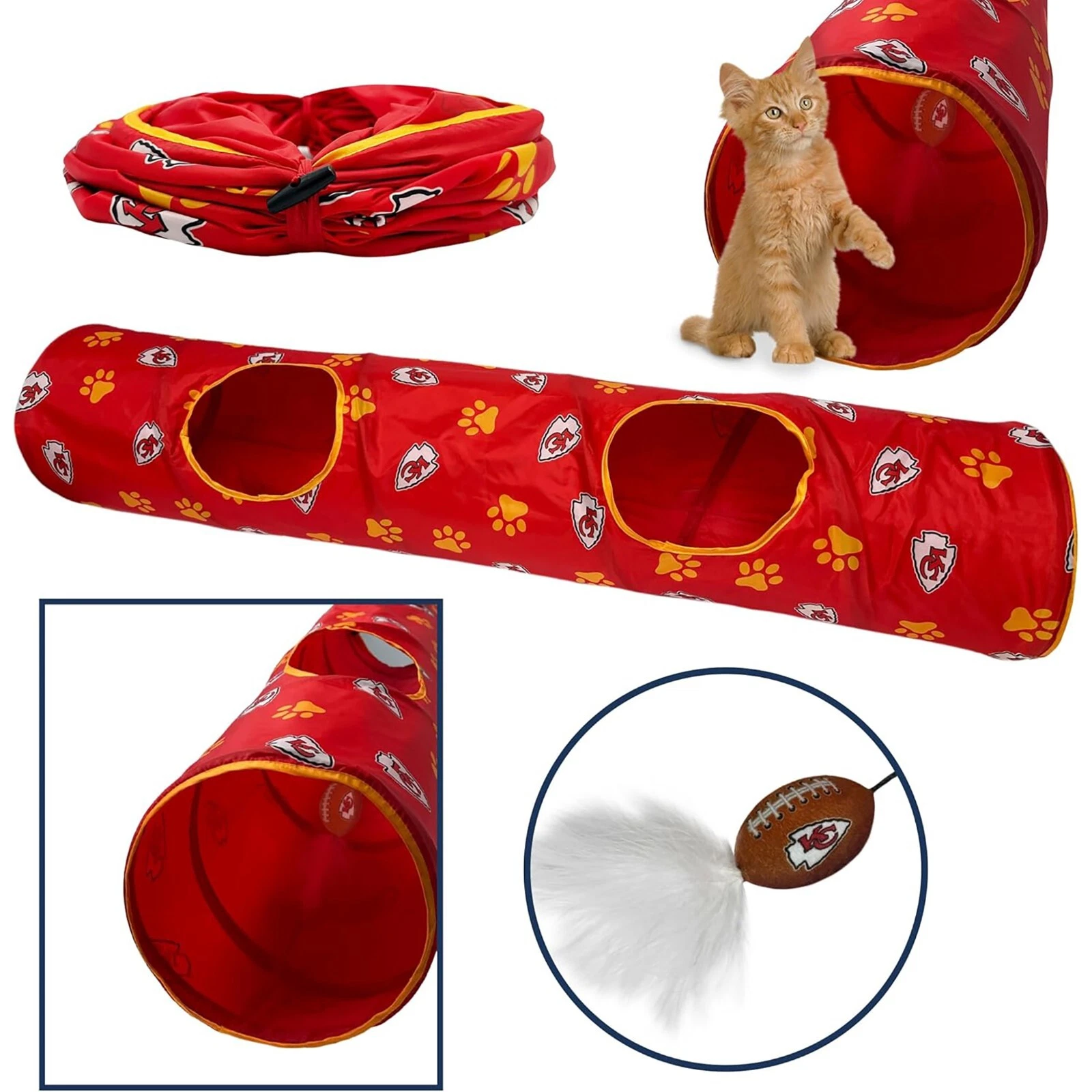 Pets First NFL Cat Tunnel Tube Toy & Plush Football Toy Filled with Catnip
