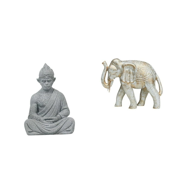 Escultura de madera de mono, y Buda, tallada a mano, figura coleccionable para hotel, patio, escritorio, estantería, decoración de recuerdo d