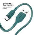 thumbnail image 4 of Powertek Ultra 6ft USB-A to USB-C Cable, Teal, Braided Silicone, Ultra-Smooth Data Transfers, Durable Tangle-Resistant Charging Cable, 4 of 6