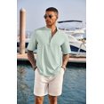 thumbnail image 2 of Camisa COOFANDY, casual Henley, manga corta, cuello redondo, lino, 2 of 6