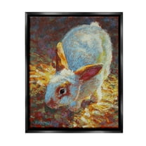 Stupell Industries Rabbit Pointillism Portrait Animals & Insects Painting Black Floater Framed Canvas Art Print Wall Art, 17 x 21
