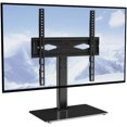 thumbnail image 1 of Universal Swivel TV Stand - Table Top TV Stand TV Mount for 32-5 Inch TVs Adjustable Height Table TV Cart Top TV Stand Base Glass Hold up 90lbs Screen VESA 16-16 Inch, Black, 1 of 1