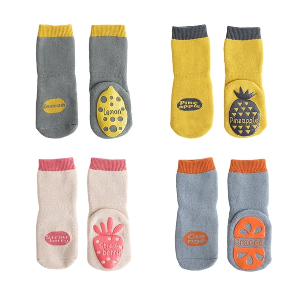 5 Pares de Calcetines con Agarraderas, Calcetines Antideslizantes para Bebés/Niños Antideslizantes para Bebés Recién Nacidos Calcetines Lindos para Bebés con Patrón de Frutas Calcetines de Puntos