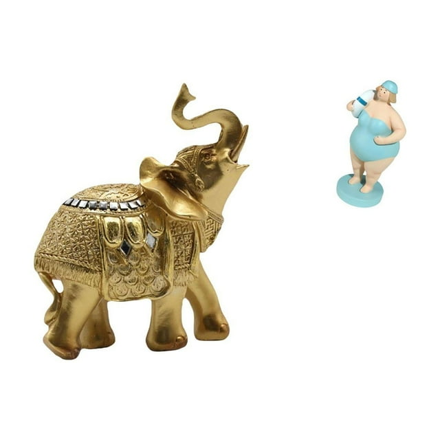 Estatua De Resina De Elefante Para Mujer, Adorno De Escritorio, Artesanía, Escultura De Animal, Figura Decorativa Para Estante, Dormitorio, Escritorio, Decoración Del Hogar, Colección Lady,