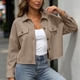 thumbnail image 5 of Enjoytime Cropped Jackets for Women Lapel Long Sleeve Button Down Shacket Fall Fashion Lightweight Trendy Casual Outerwear, 5 of 8