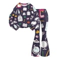 thumbnail image 5 of Grblisyd Outfits for Girls Crew Neck Long Sleeve Cute Stationery Print Sweatshirt and Flare Pants Set Kids 2 Piece Back to School Outfits, 5 of 7