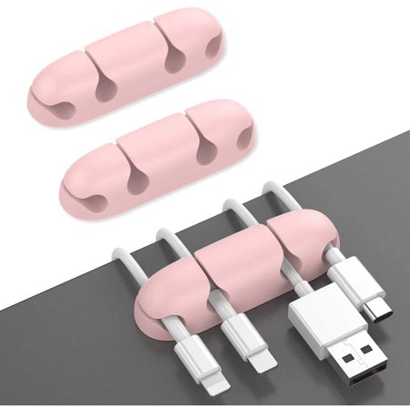 3 Pack Cord Holders for Desk, Strong Adhesive Cord Keeper Cable Clips Organnizer for Organizing USB Cable/Power Cord/Wire Home Office and Car(Pink)