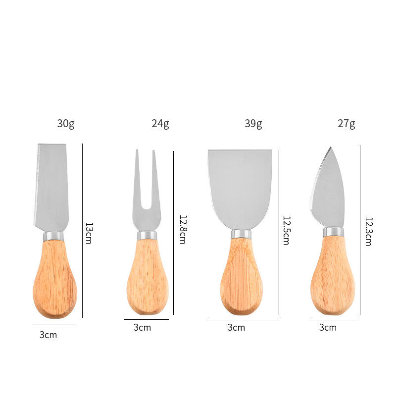 SPGIE 4 Piece Wooden Cheese Spreader Knive Set Wood Handle Butter