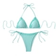 thumbnail image 5 of Women's Bikini Swimsuit Halter Triangle Top String Bottom Cheeky Crisscross Back Tie Side High Cut Beach Swimwear Adjustable Strap, 5 of 5