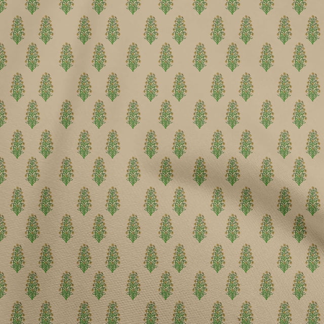 oneOone Polyester Spandex Light Brown Fabric Asian Floral Block Fabric For Sewing Printed Craft Fabric By The Yard 56 Inch Wide