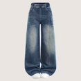 thumbnail image 7 of GiLiling Teen Girls Y2k Baggy Jeans Wide Leg High Waist Elastic Waist Vintage Aesthetic Cargo Denim Pants (Blue-F, 7-8 Years), 7 of 7