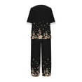 thumbnail image 5 of Edvintorg 2 Piece Lounge Set Women Women's Summer Printed Half Sleeve Round Neck Cropped Top + Casual Pants Suit Set Two Piece Lounge Set Black L, 5 of 5