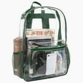 thumbnail image 4 of Clear Transparent Heavy Duty Waterproof Stadium Approved Unisex Backpack with Colored Trim and Mesh Side Pockets in Green, 4 of 7