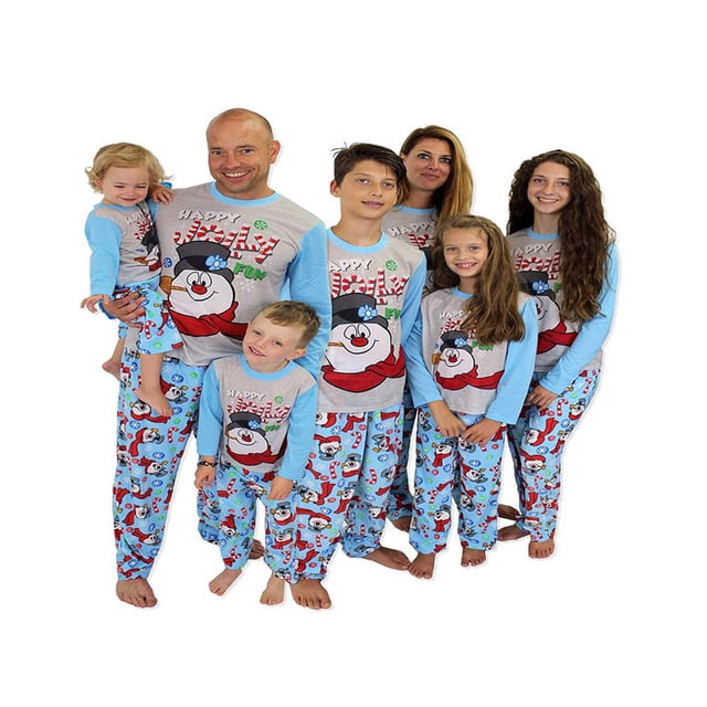 Famille Correspondant Pyjama de Noël pour Adulte Snowman Sleepwear Coton PJs Hommes Femmes 2 Pièces Pantalons Ensemble