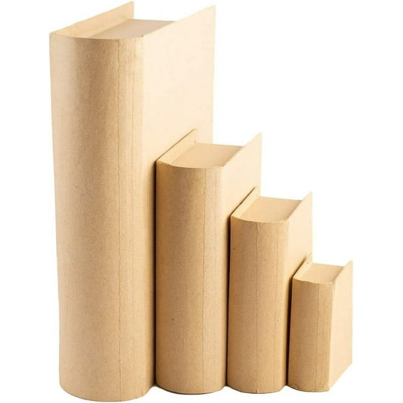 Set of 4 Assorted Paper Mache Book Shaped Boxes - For Storage and Organization, Keepsakes, and Christmas or Birthday Gifts