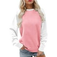 thumbnail image 2 of Womens Long Sleeve Fall Tops Blouses Plus Size Tops Clearance Winter Casual Long Sleeve Color Block Crew Neck Tops, 2 of 3