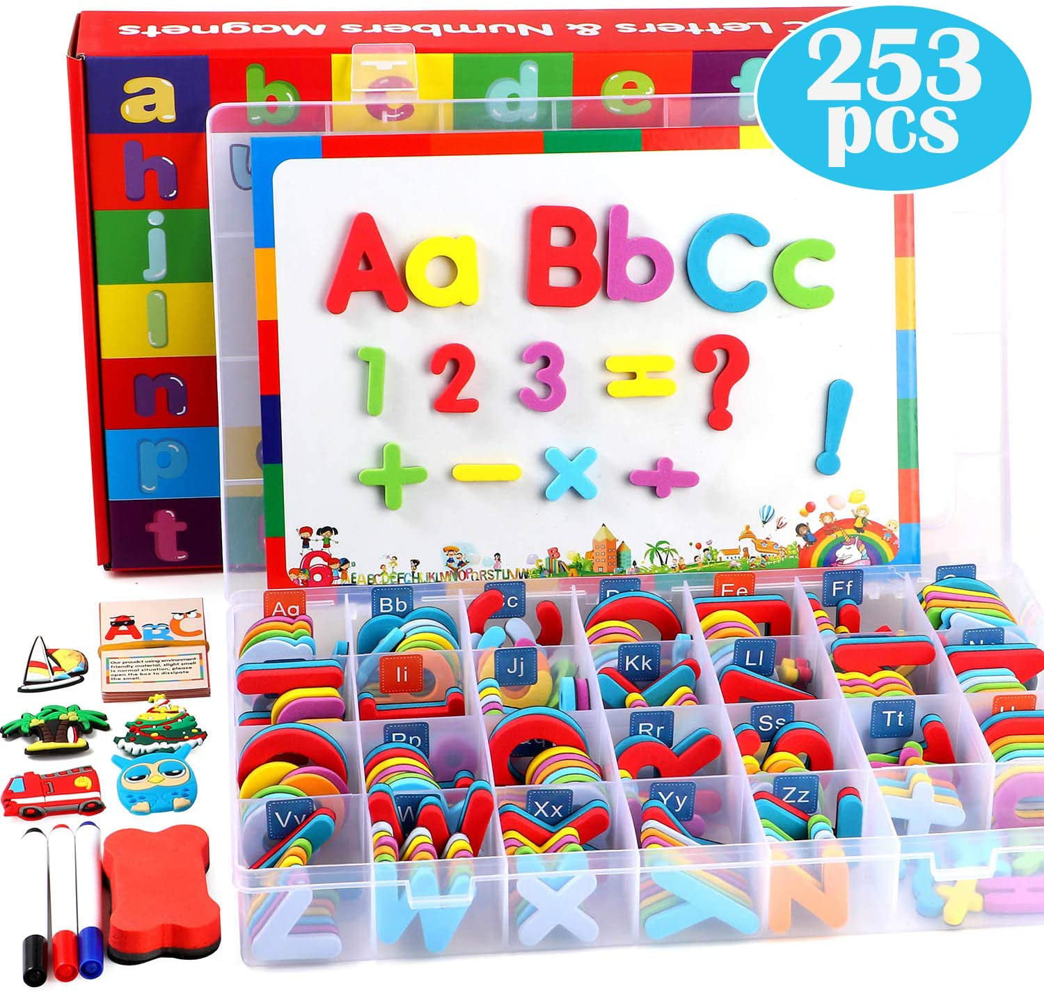 Large Magnetic Letters Alphabet & Numbers Fridge Magnets Toys Kids Learning 