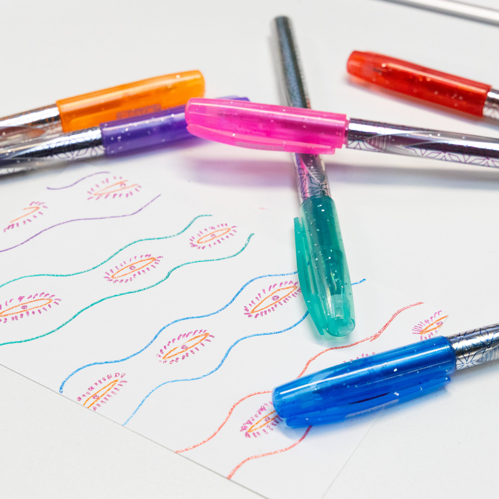 BAZIC GeLuxe Gel Ink Roller Pen, Assorted Glitter Colors, 1.0 mm Medium Point (6/Pack), 24-Pack