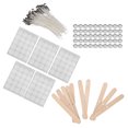 thumbnail image 4 of 100 mechas de vela de 15 cm, 100 pegatinas de mechas de doble cara, 50 conchas de vela, 10 soportes para mechas de madera (etiqueta inferior blanca de carcasa de aluminio de 14 g), 4 of 14