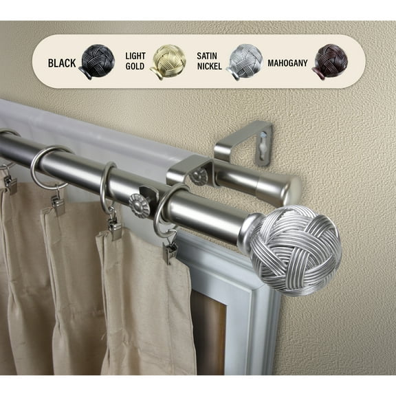 Domovina Wayland 1" Double Curtain Rod-Color:Satin Nickel,Size:66-120"