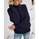 thumbnail image 4 of Jersey Saodimallsu de cuello alto de punto extragrande azul marino para mujer, 4 of 7