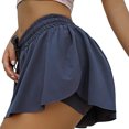 thumbnail image 1 of Pantalones cortos de yoga con cordón en la cintura, dobladillo con volantes, secado rápido, 2 en 1, pantalones cortos atléticos de doble capa para mujer, para entrenamiento físico, correr, azul XXL, 1 of 5