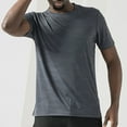 thumbnail image 5 of ohmzyzo Men's Short Sleeve T-Shirts Quick Dry Moisture Wicking Athletic Tee Tops Breathable Solid Color Tees Gym Sports Shirts for Big & Tall Dark Gray M, 5 of 7
