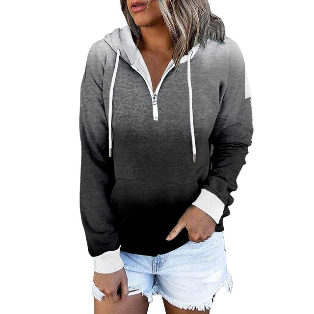 WZXFASHION Chandail à Capuchon à Fermeture à Glissière à Manches Longues Imprimé pour Femmes, Mode Décontractée, Rabais de 50 % Liquidation, Chandail à Manches Longues