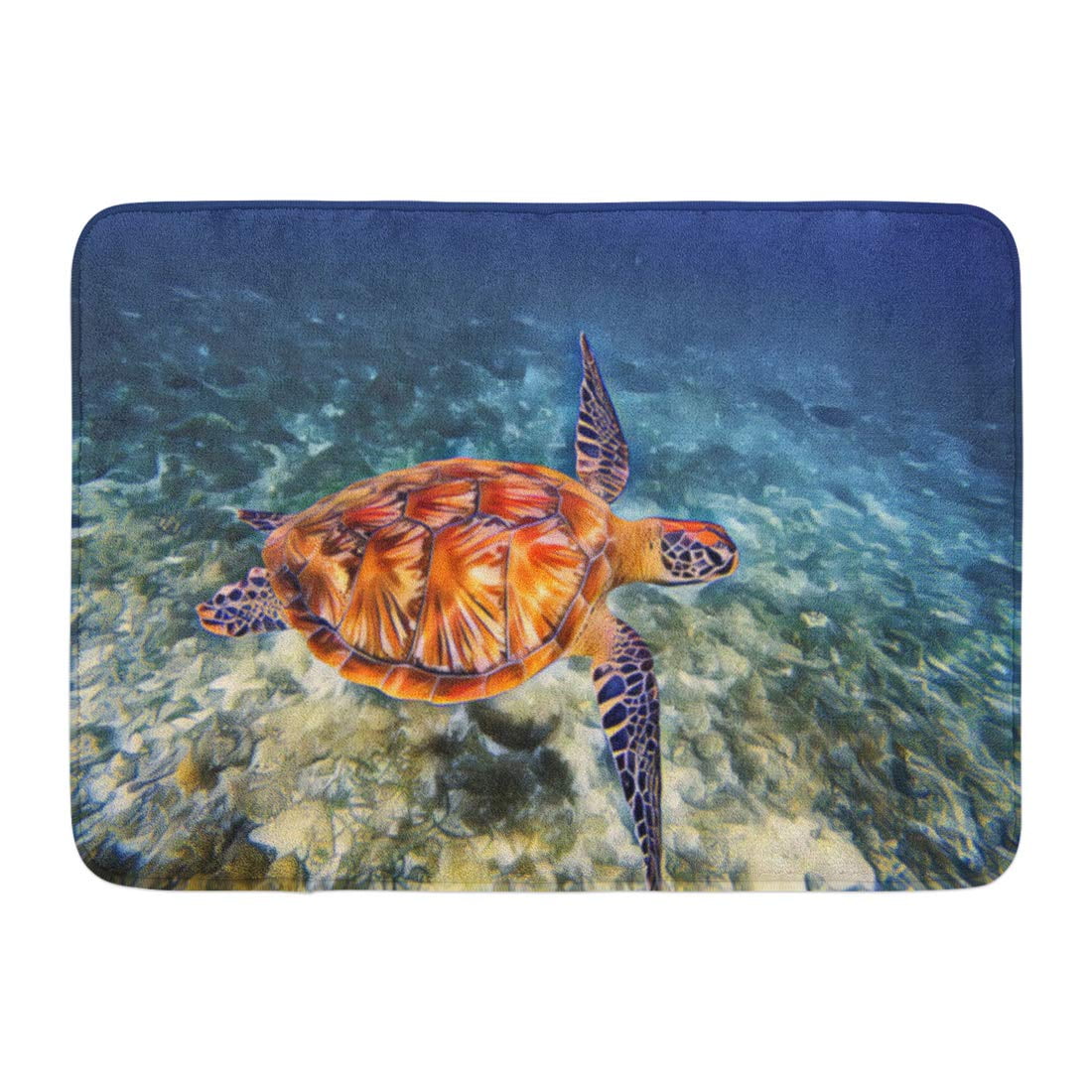 GODPOK Sea Turtle in Water Retro Digital Marine Tortoise Underwater ...