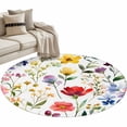 thumbnail image 2 of Area Rug 36in, Farm Country Spring Colorful Flower Floor Carpet Living Room Rug, Watercolor Botanical Non-Slip Welcome Mat Indoor Rugs for Bedroom Dining Room, 2 of 9