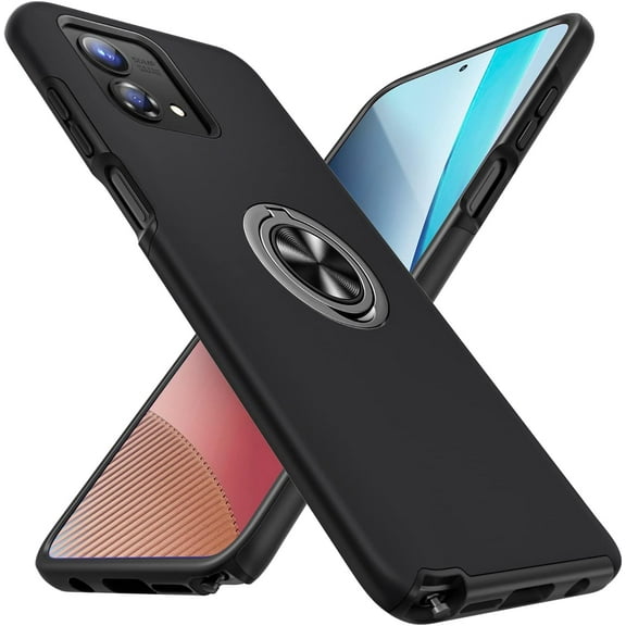 Motorola G Power 2023 Cover Military Grade Shockproof Heavy Duty Protective Phone Case with Kickstand for Motorola G Power 2023, Black