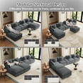thumbnail image 6 of Wiilayok 143" Modular Sofa Set,Large Corduroy U Shaped Sectional Sofa with Ottoman,Central Console,Cup Holder,6 Seater Deep Seat Couch for Living Room Furniture,Gray, 6 of 8