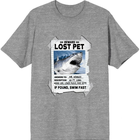 Reward Lost Pet Poster Adult Heather Gray Crew Neck Short Sleeve Tee-Medium