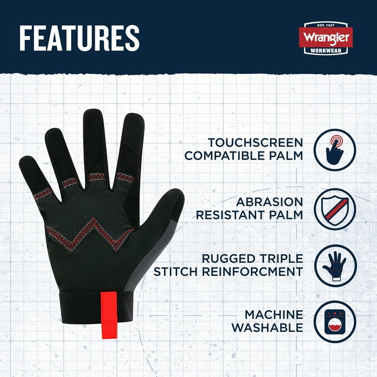 Wrangler Men's Impact Work Gloves – X-Large, Heavy-Duty Protection