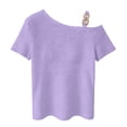 thumbnail image 5 of Ichuanyi Women’s Summer Tops Casual V Neck T Shirts Short Sleeve Loose Fit Button Front Blouse Tunic Tops for Women, 5 of 6