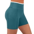 thumbnail image 5 of Women's High-Waist Stretch Yoga Shorts with Pockets, Tummy Control Compression Running Bottoms, Hip Lifting Athletic Training Gear for Gym, Jogging, Pilates, Workout & | TruHer,Dark Blue M, 5 of 7