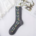 thumbnail image 2 of qolati Crew Socks for Women Vintage Embroidered Floral Ankle Casual Sock Teen Grils Breathable Soft Above Ankle Socks Cute Cottagecore Accessories, 2 of 3