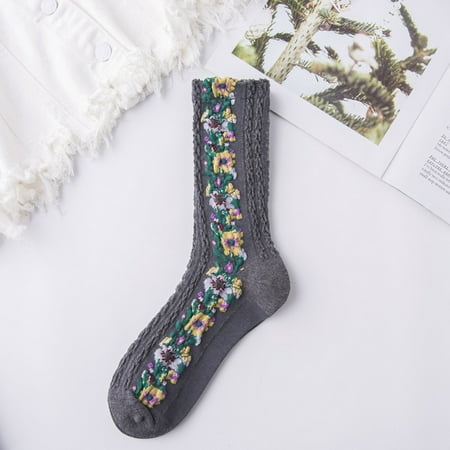 

CHGBMOK Christmas Deals Woman s Girls Cute Coloer Lace Flowers Breathable Non-Slip Combed Cotton Middle Socks Sox Great Gifts for Less