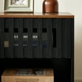 thumbnail image 5 of Mid Century Modern Nightstand Of 2, Grille Striped Doors Bedside Tables With Metal Legs, Bedroom End Personalizable Drawer, Black 2pcs Nightstand, Door Table Adaptable Use,, 5 of 6