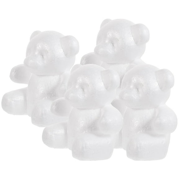 COSMOBETTY 4Pcs Bear Shape Sculptures Diy Arts Decoration For Art Projects Kids Art Class White Foam 11.8X7.9X5.9In