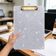 thumbnail image 5 of Clearance Sale! 1PC Sparkly Clipboard, Glitter Acrylic Writing Board with Pen Loop & Hanger, Acrylic, for Office & Home, (32x22cm, Gold), 5 of 8