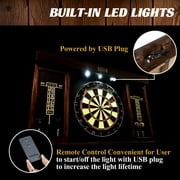 Bristle Dartboard Cabinet Set, LED Lights, Official Size Dart Board, by Barrington Billiards