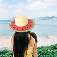 thumbnail image 5 of Sombrero de playa para mujer de 56 a 58 cm de circunferencia, sombrero de paja con ala grande para verano, sombrero para el sol con forma de fruta, 5 of 5