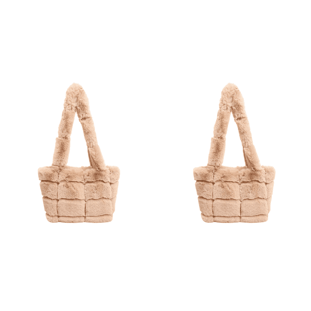 Bolso Hombro para Mujer Mano Peludo Informal Felpa Compras Suave (caqui)