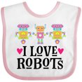 thumbnail image 3 of Inktastic I Love Robots Cute Robotics Girls Baby Bib, 3 of 4