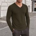 thumbnail image 5 of Rvwovn Men's Long Sleeve V-Neck Shirt Stretch Thumb Cuffs Athletic Base Layer Top Workout Daily Wear, 5 of 6