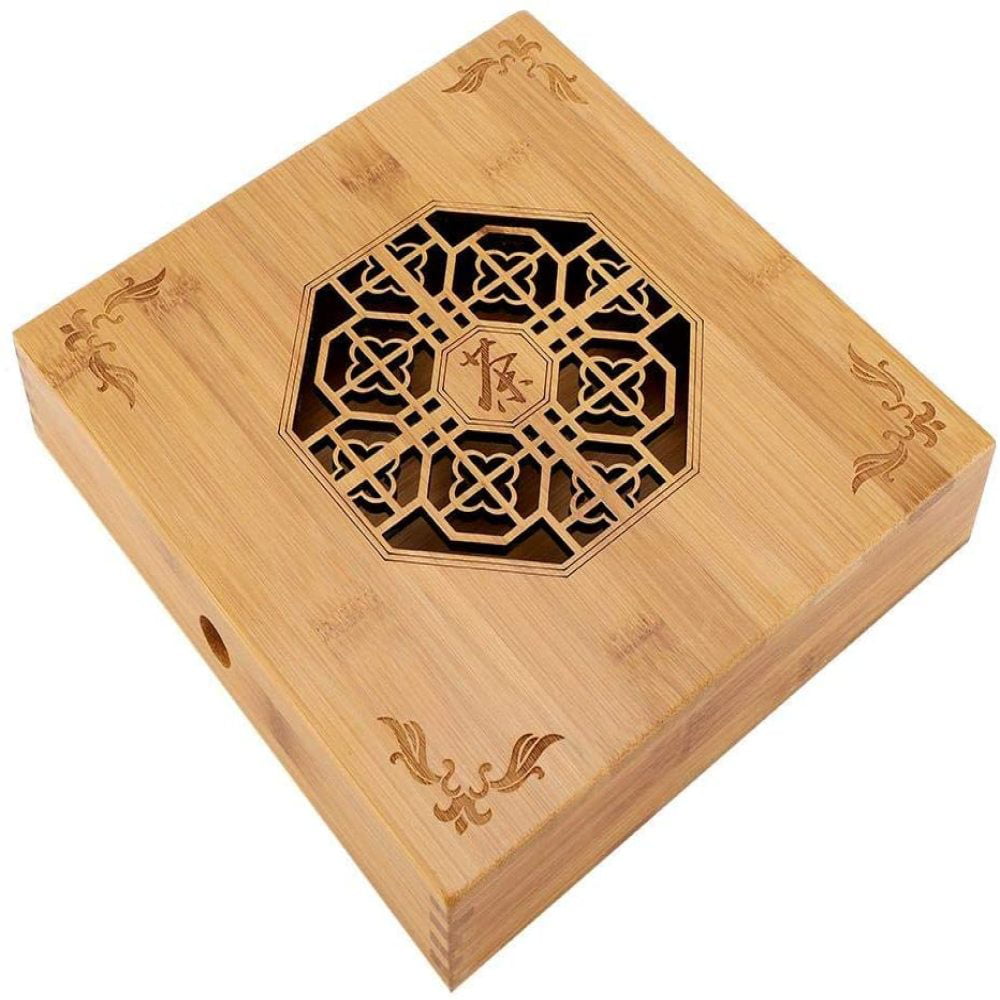 Tea Storage Box,Drawer Type Carved Lightproof Dust-Proof Natural Bamboo Storage Box for Tea Cake