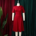 thumbnail image 3 of AURA Plus Size Women 2026 Summer Round Neck High Waist Elegant A Line Midi Dress, 3 of 10
