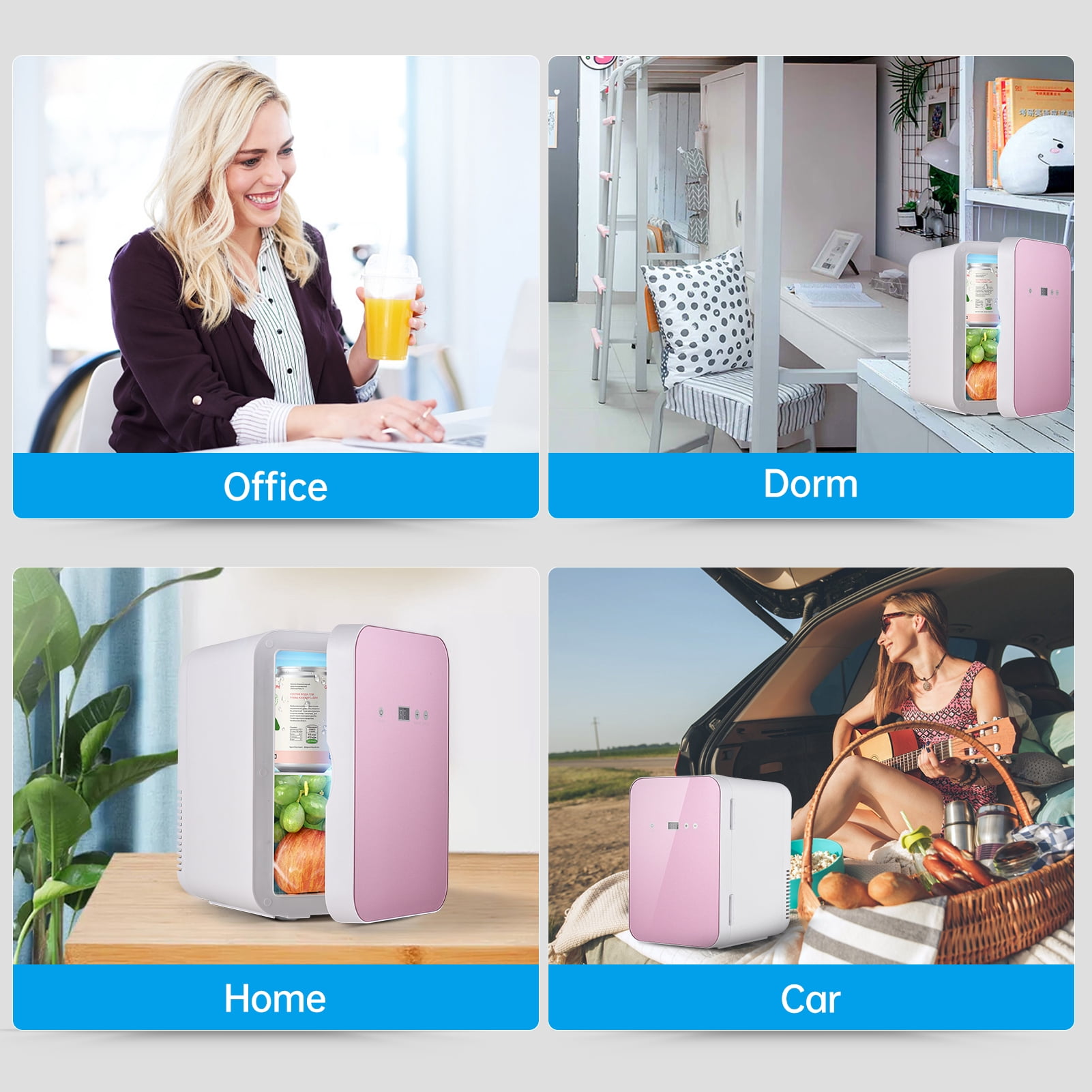OWSOO  Refrigerator, 8L Capacity Portable Cooler and Warmer Fridge for Car/Bedroom/Office