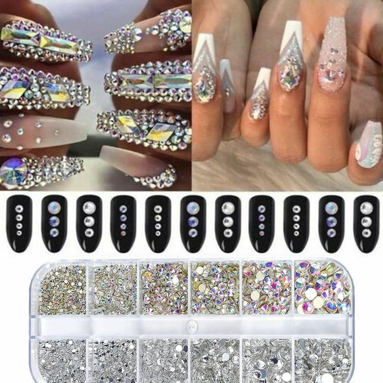 02 DIY Nail Art AB Crystal Rhinestone For Nails Glass Gem Decorations Nail  Art Accessories Supply